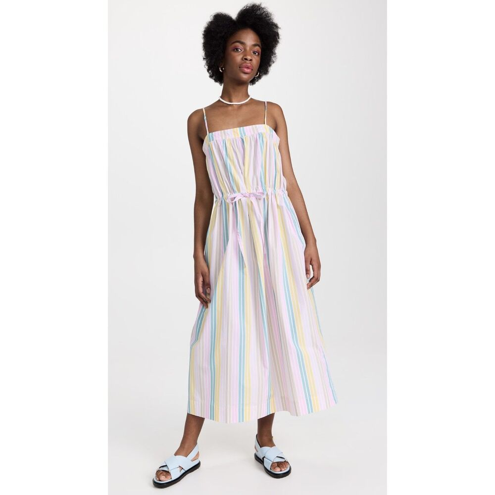 GANNI Stripe Tie Waist Midi Dress Sz 38 (US 6)